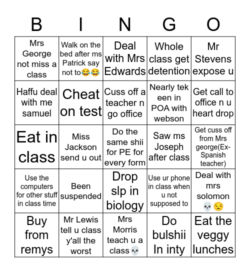 Adventist Skl Bingo Card