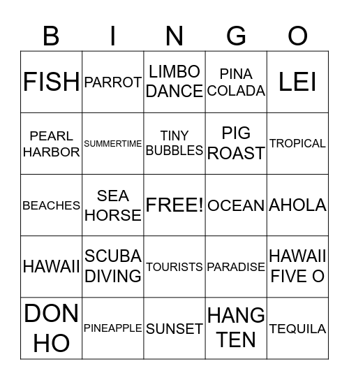 AHOLA Bingo Card