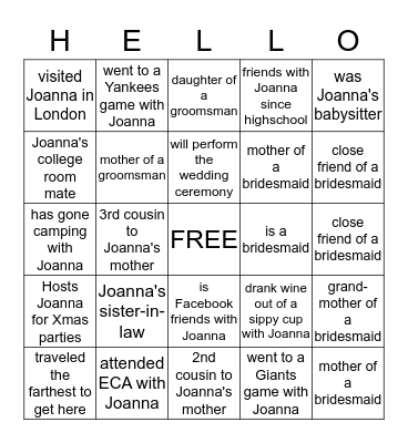 Getting to Know You Bingo Card