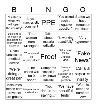 Trump Bingo Card