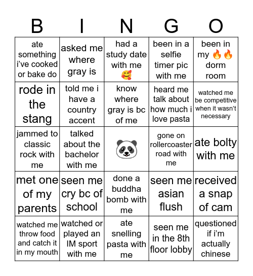 MAYSON’S BINGO😈 Bingo Card