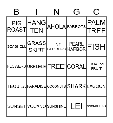 AHOLA Bingo Card