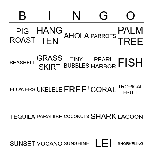AHOLA Bingo Card