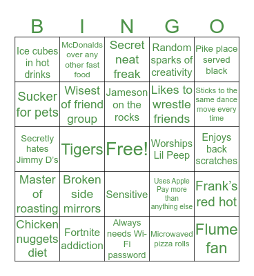 Cooper Paesang Bingo Card