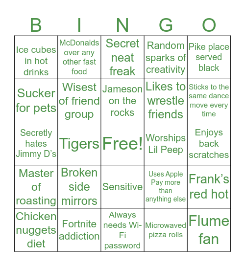 Cooper Paesang Bingo Card