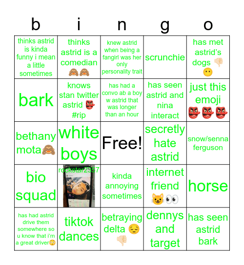 astrid’s bingo Card