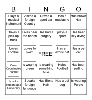 BINGO Game Bingo Card