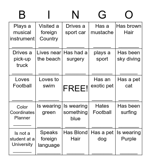 BINGO Game Bingo Card