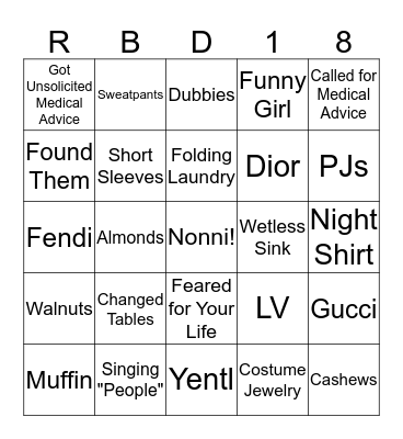 RBD18 Bingo Card