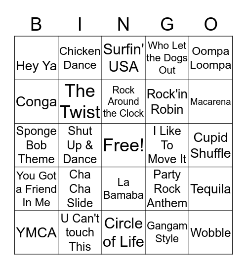 MUSIC BINGO KIDS #1 Bingo Card