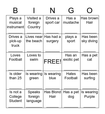 BINGO Game Bingo Card