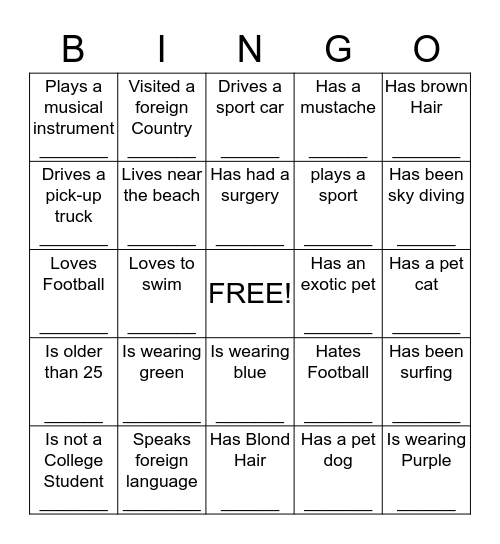 BINGO Game Bingo Card