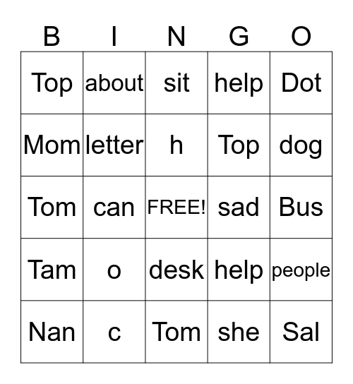 People Can Help Bingo Card