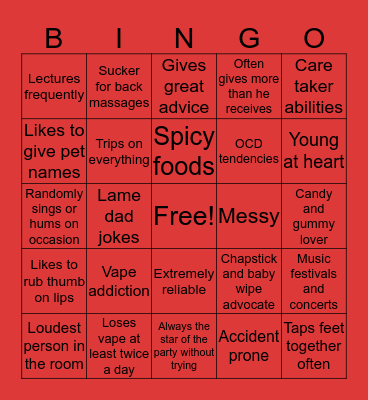 Chris Jarnagan Bingo Card