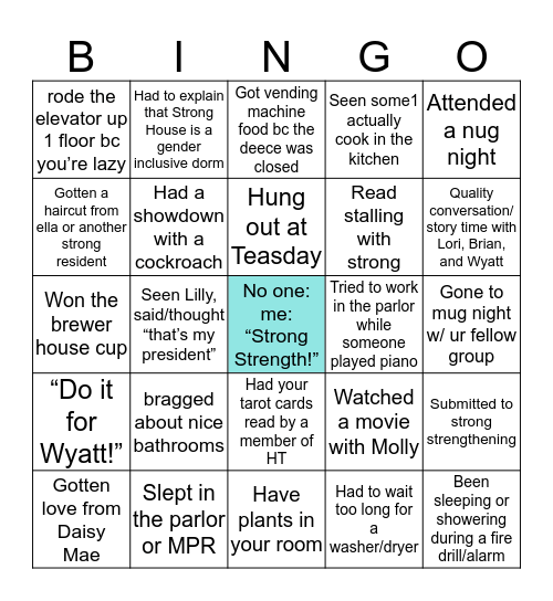 Strong House Bingo Card