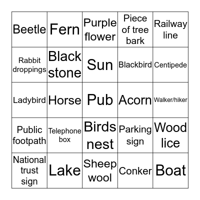 NATURE BINGO Card