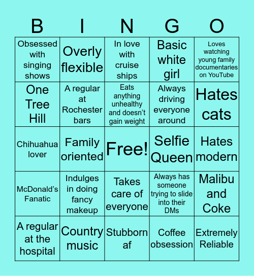 Tayla Kelley Bingo Card