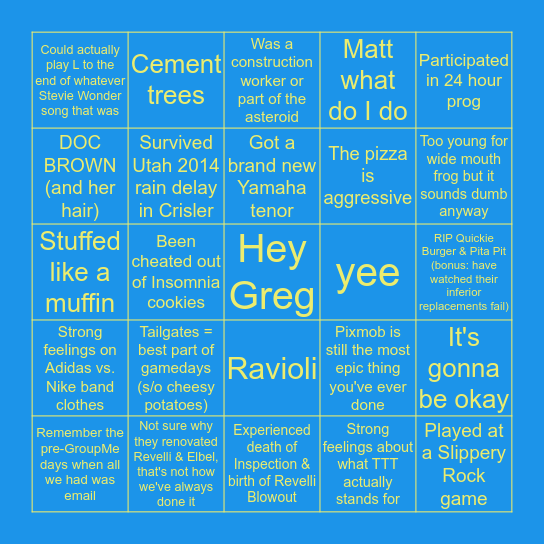 MMB TENOR BINGO: 2014-2017 ERA                SPECIAL EDITION Bingo Card