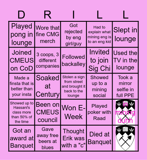 MINING BINGO Card