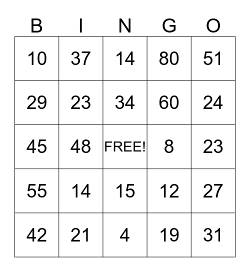 SMITH FAMILY REUNION - 2014 Bingo Card