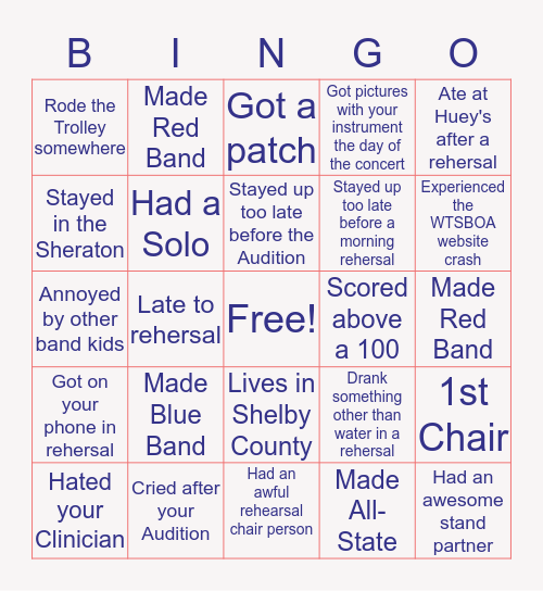 WTSBOA Bingo Card