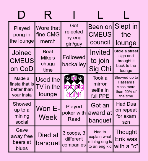 MINING BINGO Card