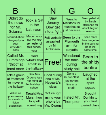 Woodsville Bingo Card