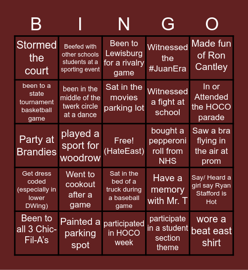 B E C K L E Y Bingo Card