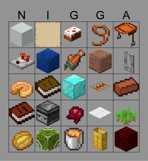 The Minecraft Bingo Bonanza Bingo Card