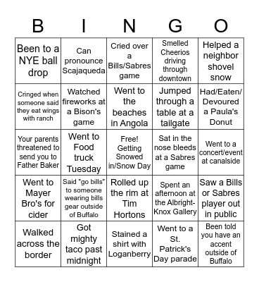 Buffalo BINGO Card