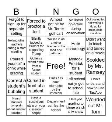 QG Bingo- Teacher Addition Bingo Card