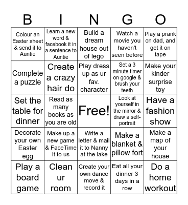 RYAN'S QUARANTINE Bingo Card