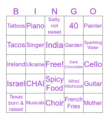 How Similar Are You to Dana? Bingo Card