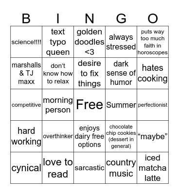 jocho traits/compatibility ✅ Bingo Card