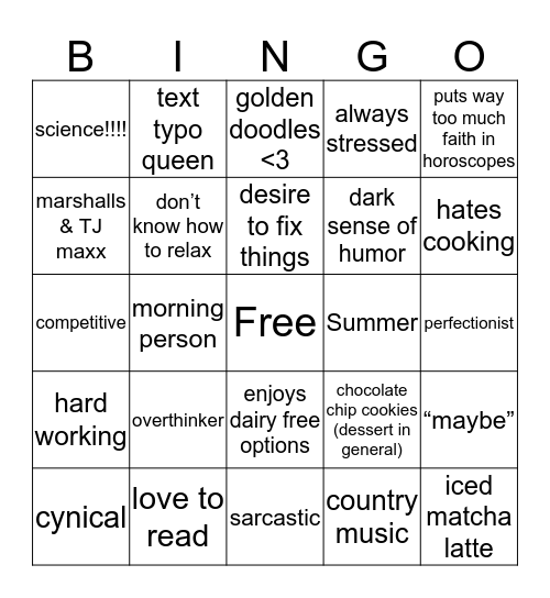 jocho traits/compatibility ✅ Bingo Card