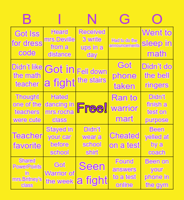 𝐖𝐚𝐫𝐫𝐢𝗼𝐫 𝐁𝐢𝐧𝐠𝗼 Bingo Card