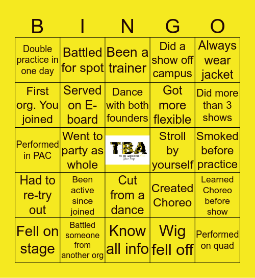 T.B.A.💛🖤 Bingo Card
