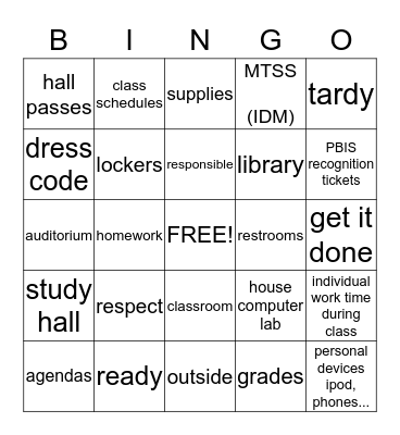 Expectations - the great ones! Bingo Card