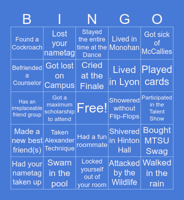 GSFTA Bingo Card