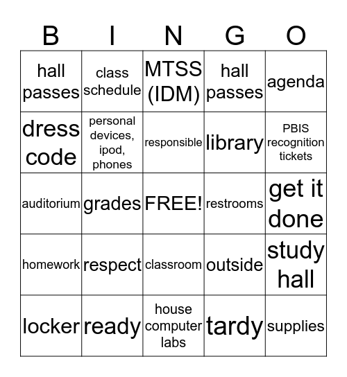 Expectations--The Great Ones! Bingo Card