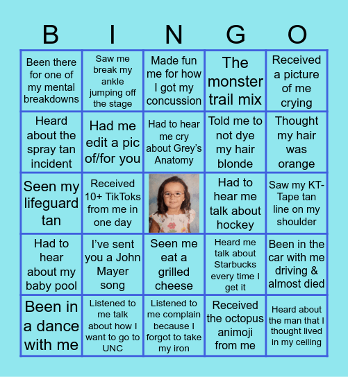 G  R  A  C  I  E  ‘  S Bingo Card