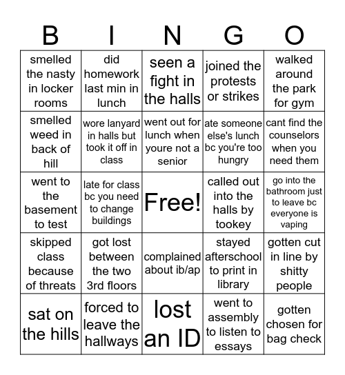 LINCOLN PARK BINGO Card