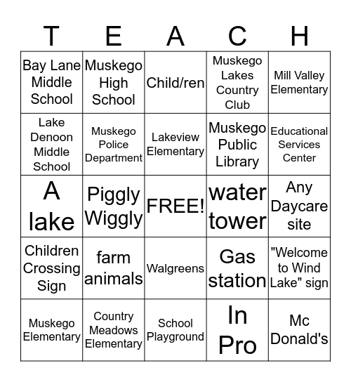 MuskegoNorway Schools Bingo Card