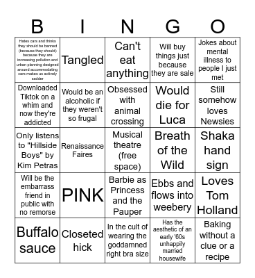 Marilyn Bingo Card