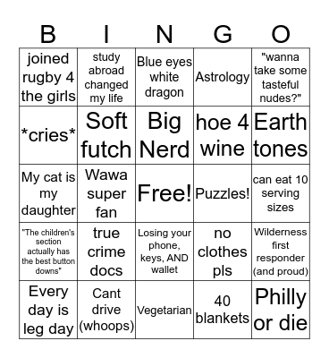 Lily Bingo Card