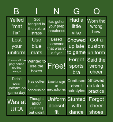 Paly Cheer Bingo Card