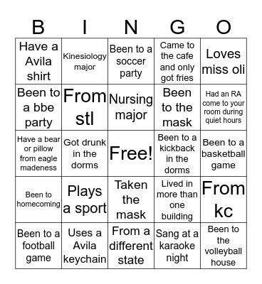 Avila Bingo Card