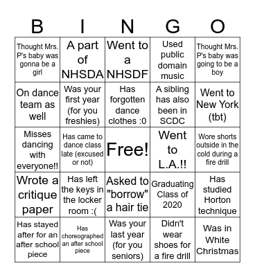 SCDC BINGO Card