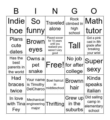 Timothy Delcharco Bingo Card