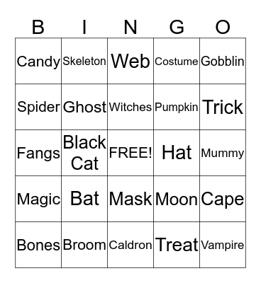 Halloween BINGO Card
